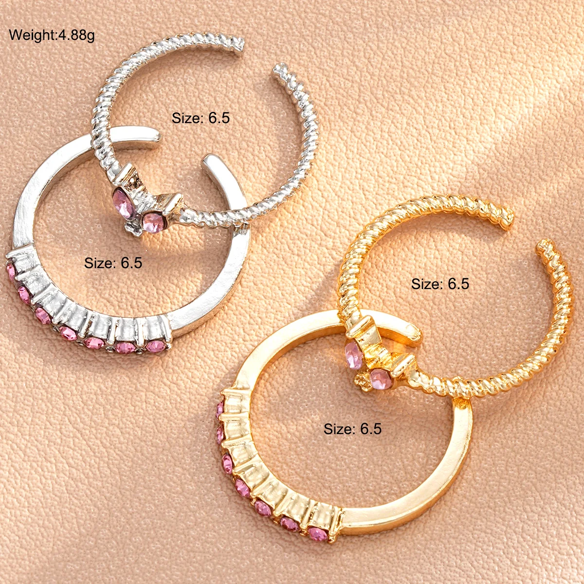 New Luxury Zircon Heart Rings for Women Fashion Korean Opening Adjustable Rhinestone Ring Wedding Jewelry Girlfriend Gifts 2024