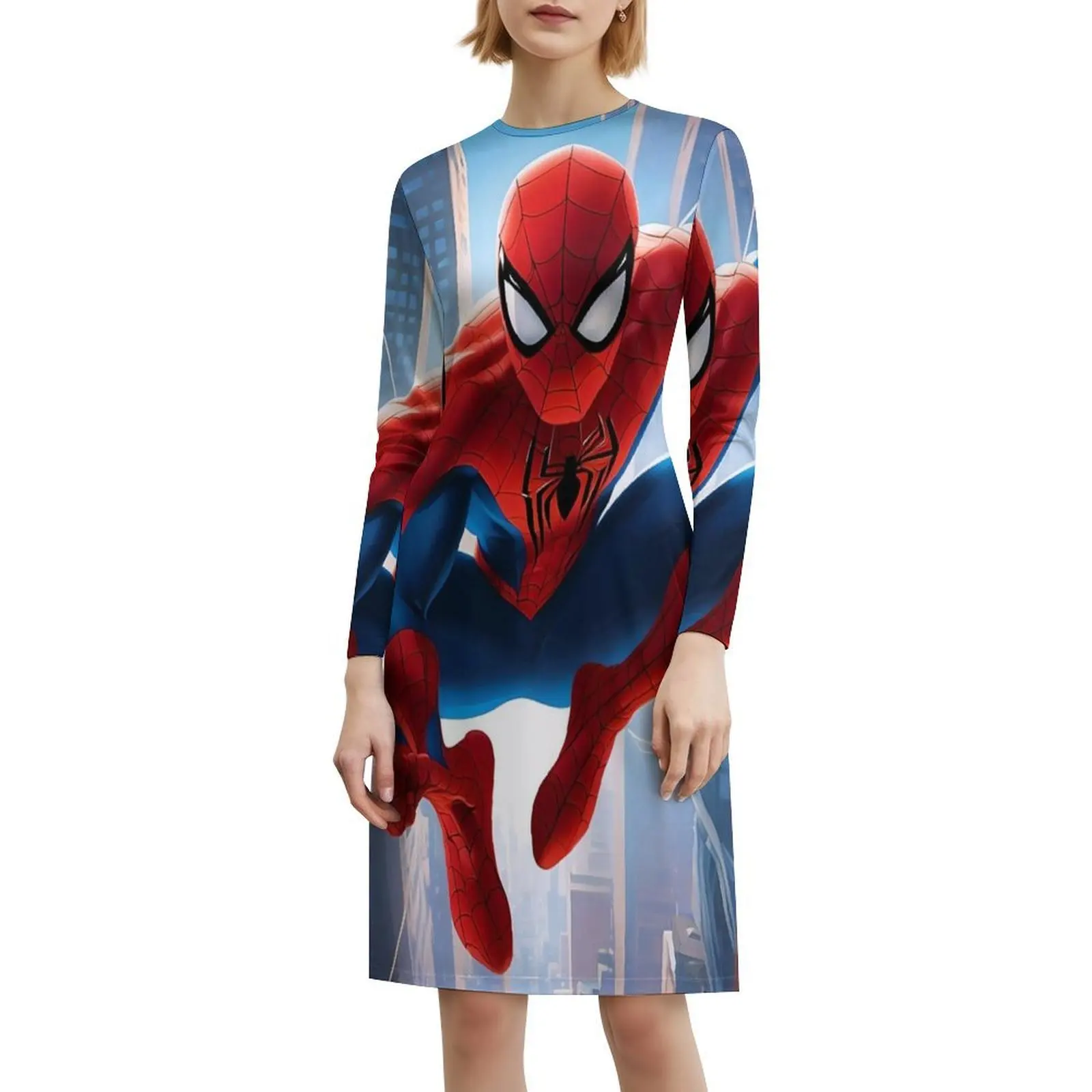 فستان العطلة المثير من السلسلة المتحركة 3 للنساء على الشاطئ وحفلات أعياد الميلاد فستان قصير من سلسلة الرسوم المتحركة ويب أزرق أحمر أسود للمرأة