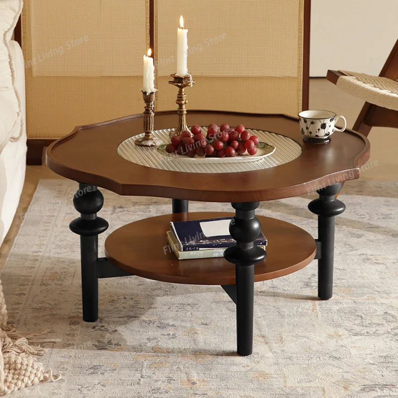

Medieval Style Solid Wood Cafe Tables Circle France Creativity Luxury Coffee Tables Design Cafe Furniture Mesa Centro