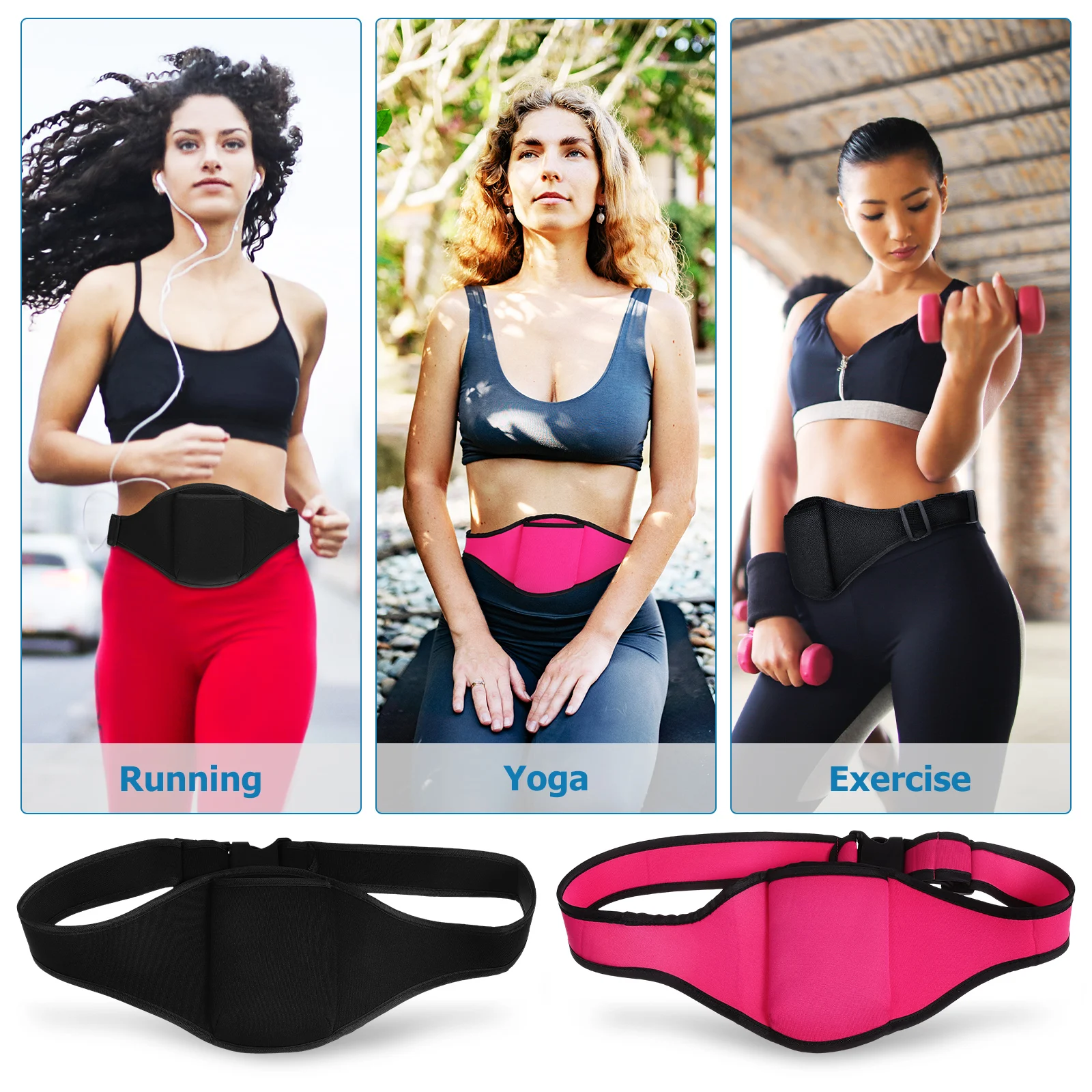 

2pcs Neoprene Mic Waist Bag Soft Fitness Belt Adjustable Running Microphone Holder Portable Wireless Mic Belt for Yoga Exercise