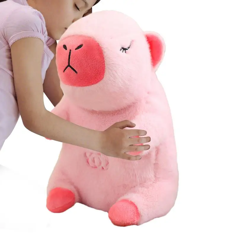 Capybara Plush Doll Soothing Breathing Toy With Music And Light Sleep Soother With Adjustable Rhythmic Breathing Soft Doll For