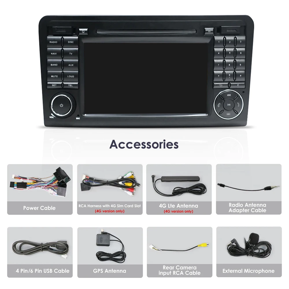 أندرويد 14.0 لمرسيدس بنز ML W164 ML350 ML300 GL X164 GL500 CarPlay واي فاي الملاحة DSP راديو السيارة مشغل فيديو الوسائط المتعددة #6