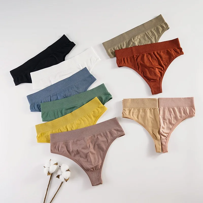 3pc set of girls' low rise underwear, women's threaded underwear, seamless thong, solid color T pants, plus size sexy thong