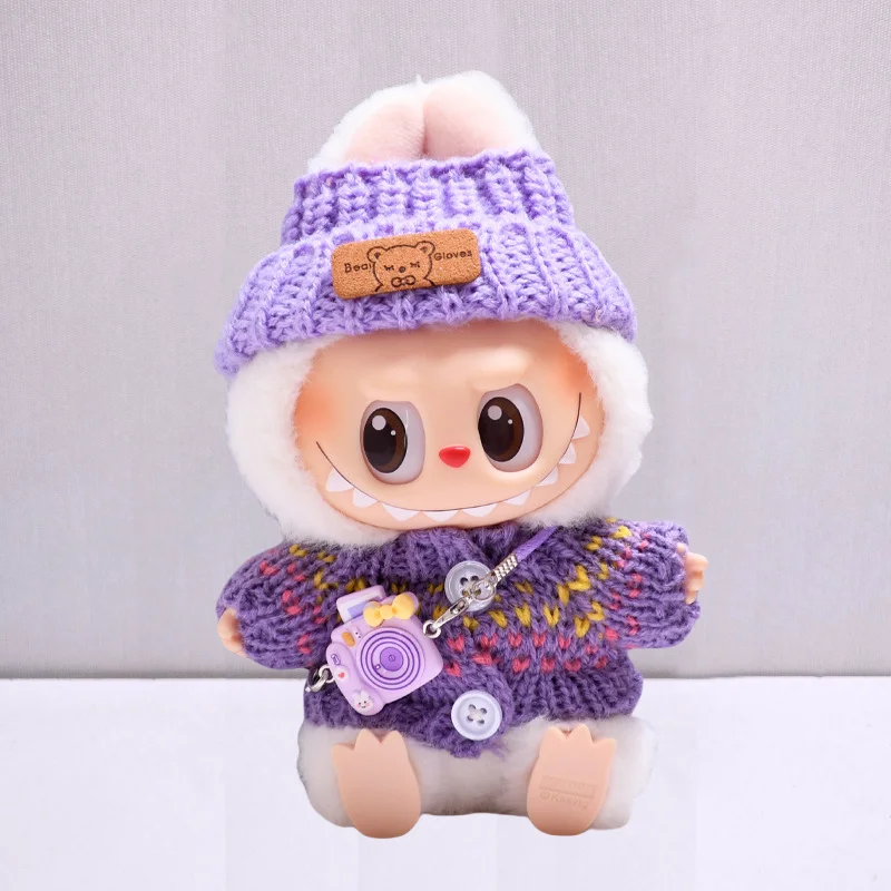 Mini Doll'S Clothes Outfit Accessories For Labubu for Elf doll Knitted Christmas Love twisted solid Santa sweater Clothing