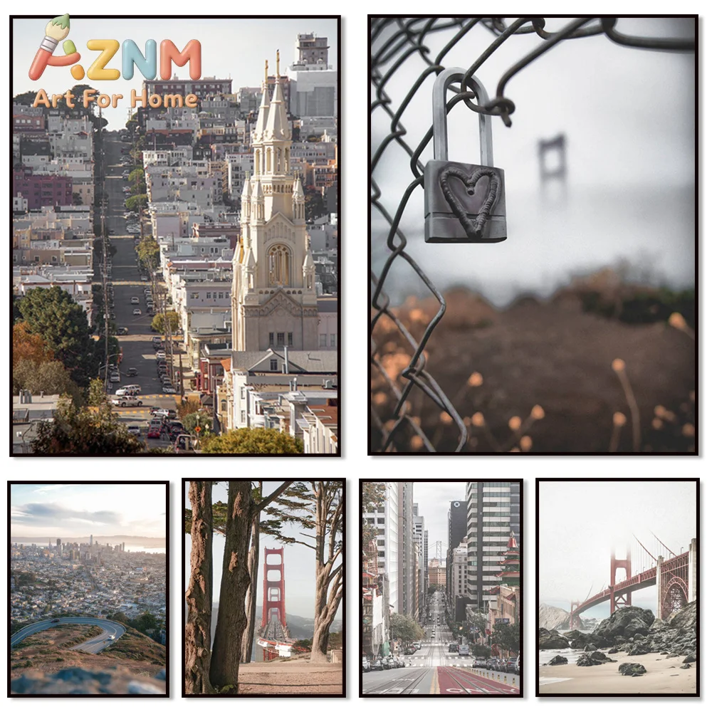 Golden Gate Bridge Prints, San Francisco California Prints, Coit Tower, California Travel Art Prints, Landscape Posters