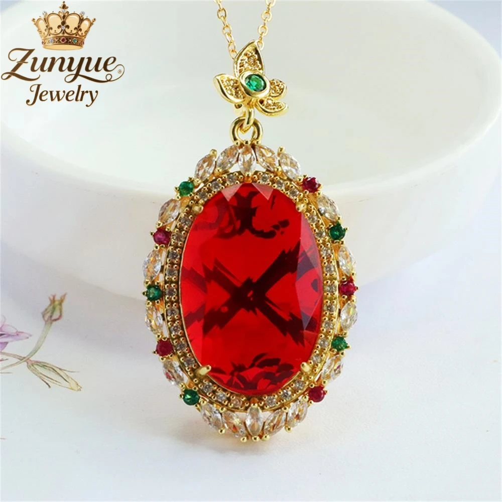 High-End Colored Glass Flower Diamond Gemstone Pendant Luxury Quality Fashion Fine Jewelry Exquisite Elegant Popular Charms Gift