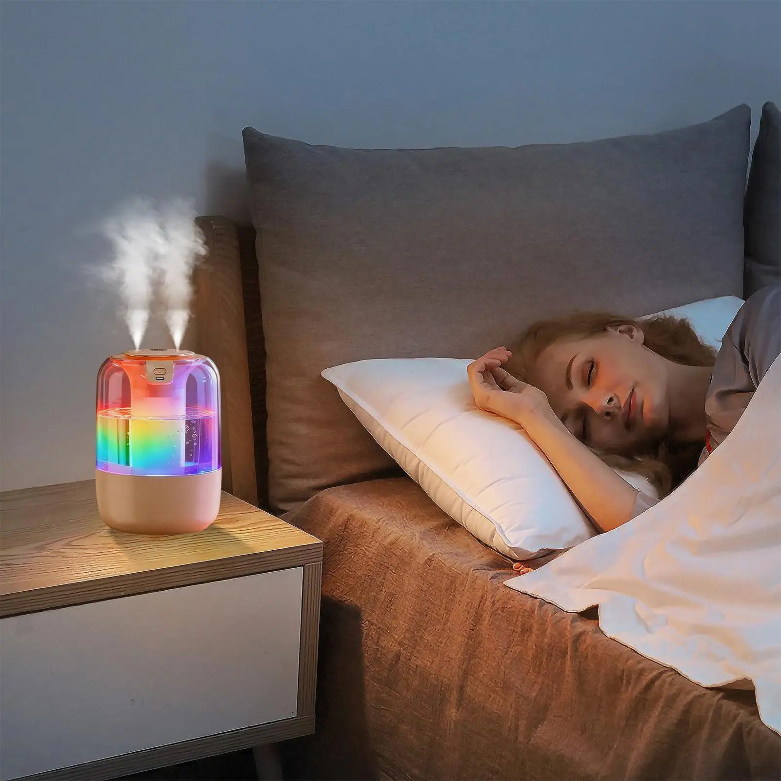 

Bedroom Humidifier With Night Light Quiet Humidifier For Baby With Adjustable Mist Level For Living Room Large Room Baby Nursery