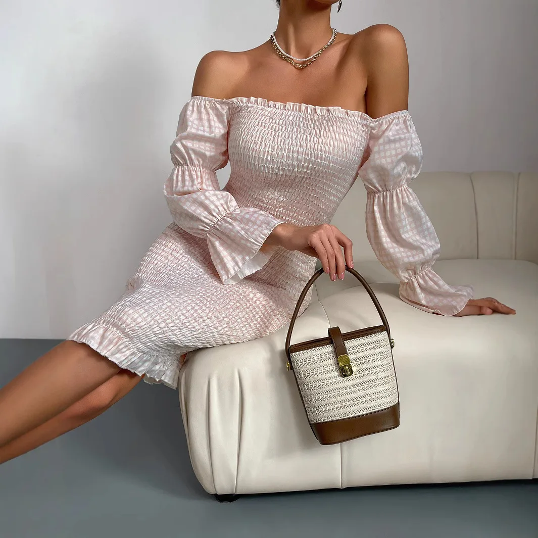 

Elegant 2025 Party Dress Summer New Women's Sexy One Shoulder Long Sleeve Slim Pencil Skirt Dress Robe Vestido Women Elegant