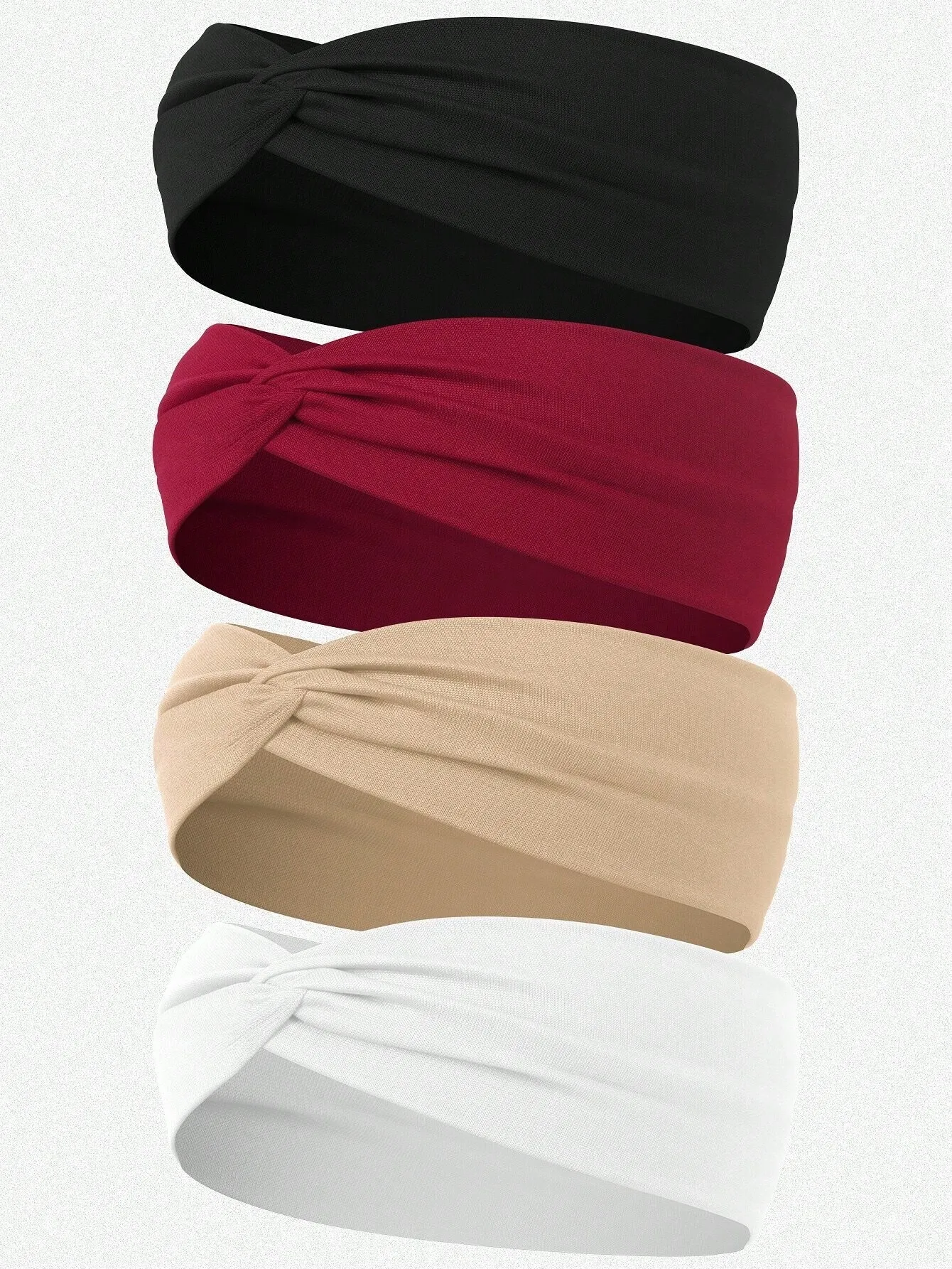 

4pcs Solid Color Crisscross Headbands For Women Daily Wear Gym Turban Hair Band