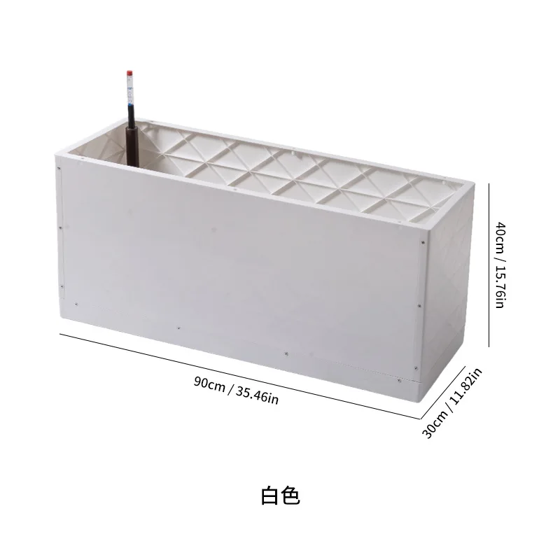 New factory direct sales rectangular integrated lazy flower pot balcony vegetable water level meter yard resin flower pot