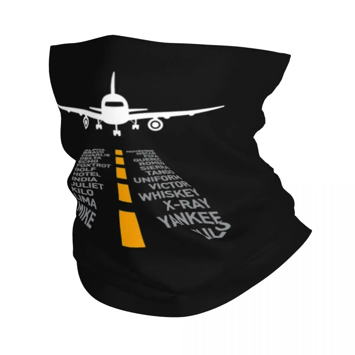 Airplane Pilot Gifts Airport Runway Phonetic Alphabet Plane Bandana Neck Gaiter Printed Wrap Mask Scarf Balaclava Hiking Fishing