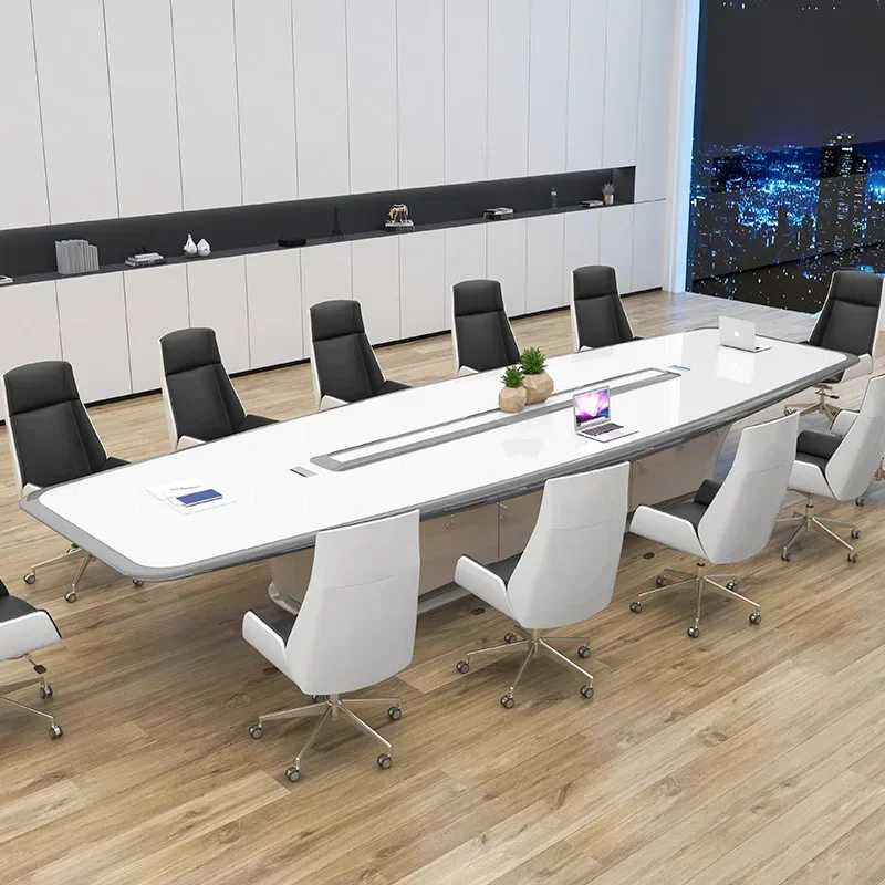 Office furniture white paint conference table simple modern office large strip table negotiation table