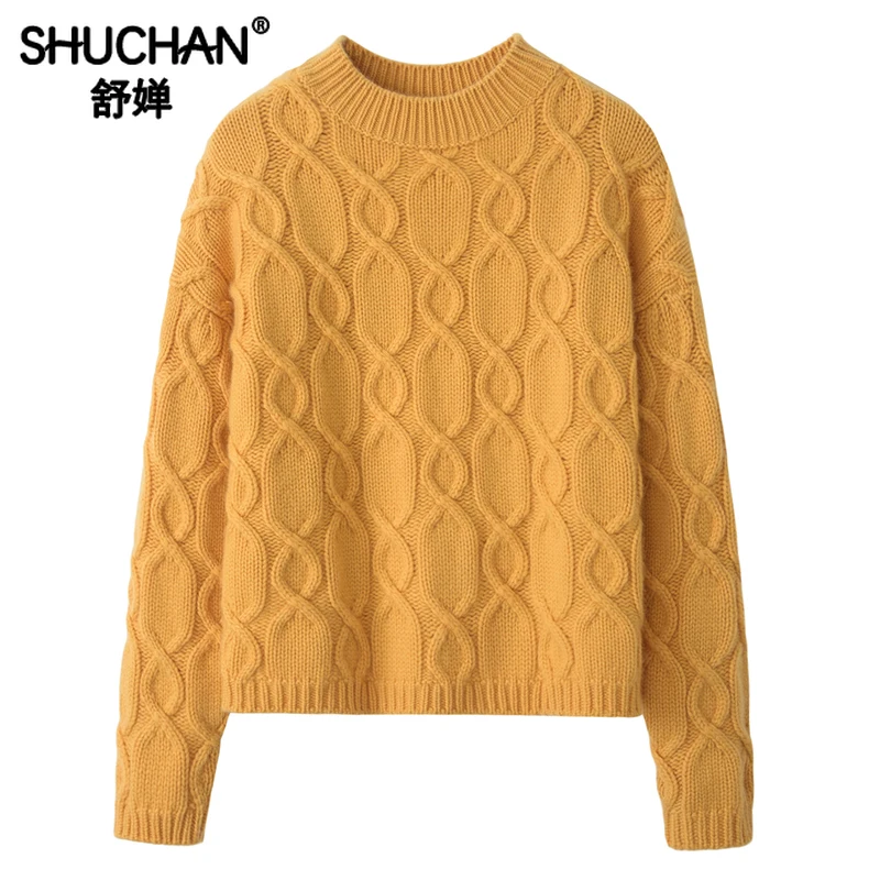 

Thick Warm 100% Cashmere New Winter Sweater Women Casacos De Inverno Feminino Sweater Mujer England Style O-Neck