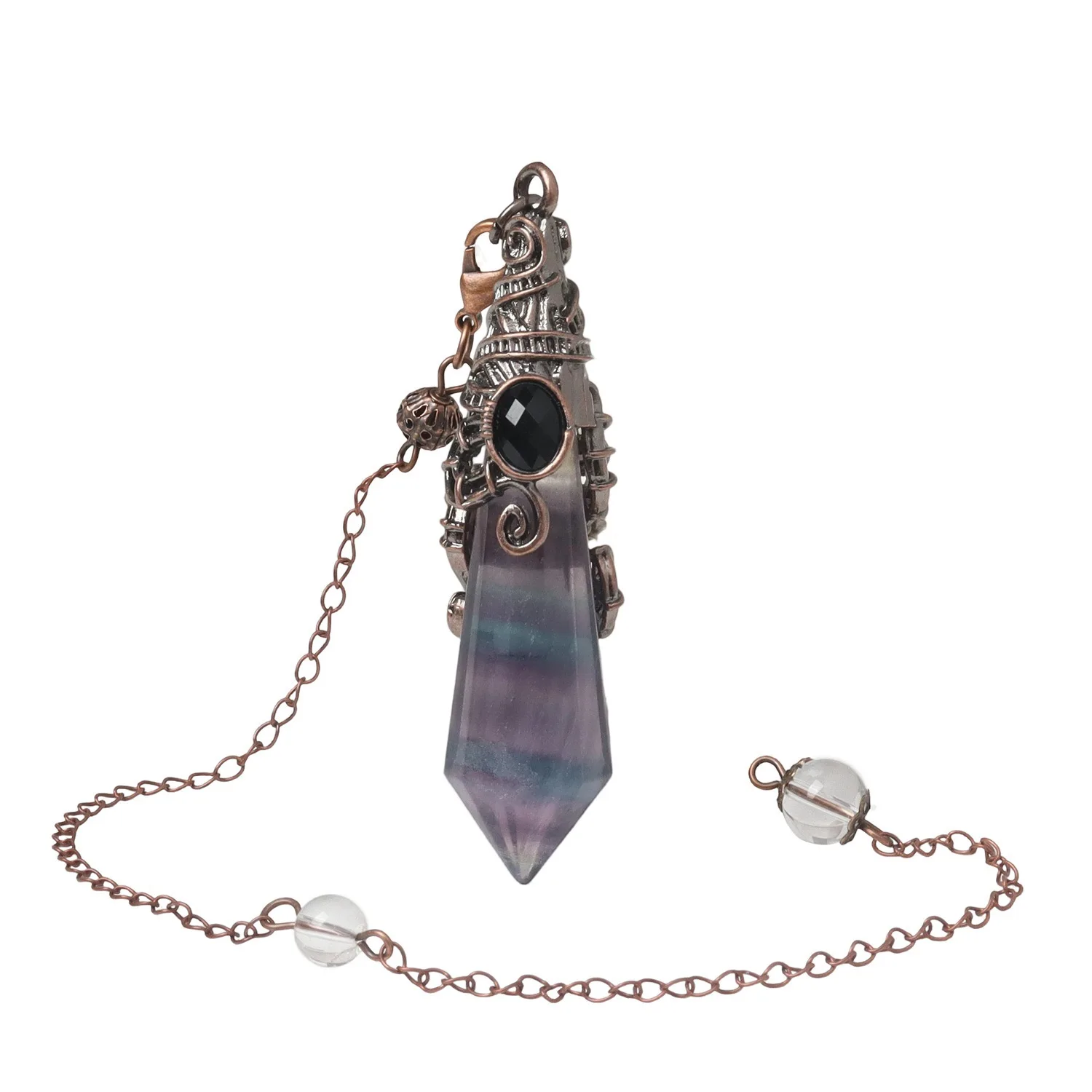 Healing 12 Facet Point Crystal Stone Pendulum for Divination Dowsing Fluorite Labradorite Lapis Lazuli Clear Quartz Pendulo x332
