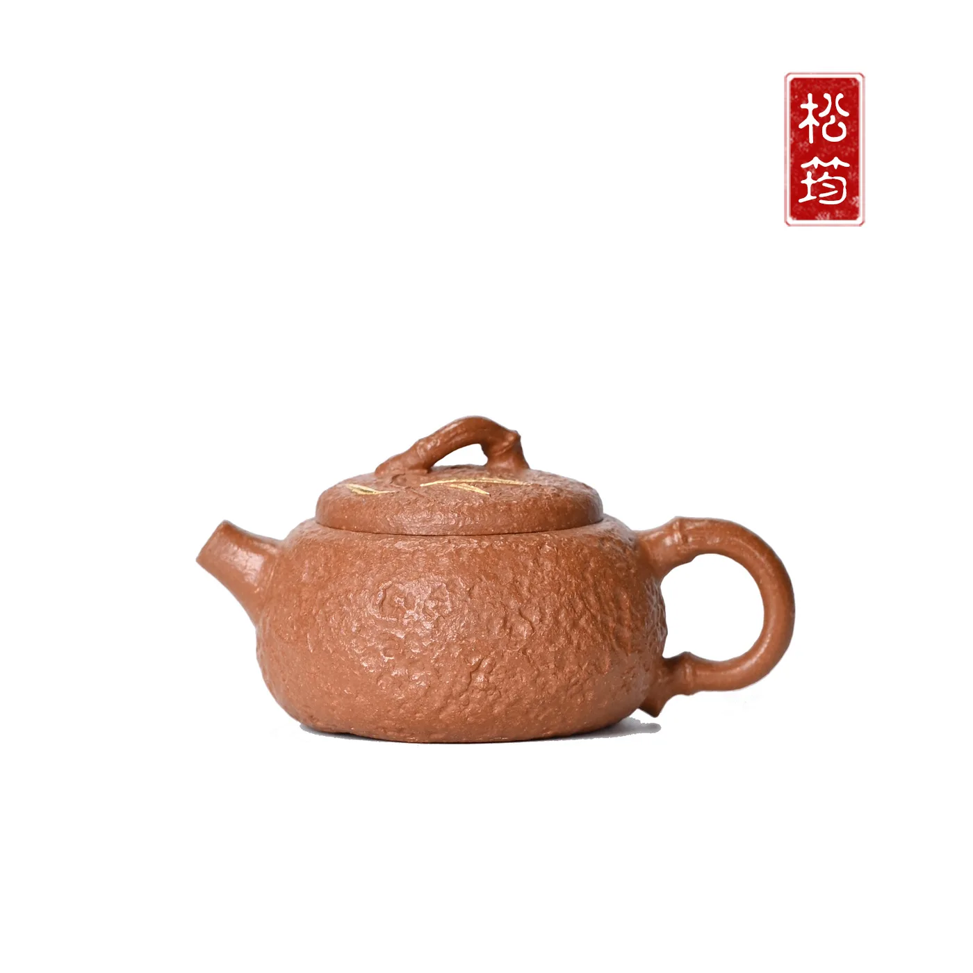Pure Handmade Gold-Plated Small Bamboo Stone Ornament For Personal Use Yixing Zisha Teapot Kung Fu Tea Brewing Pot 100ML