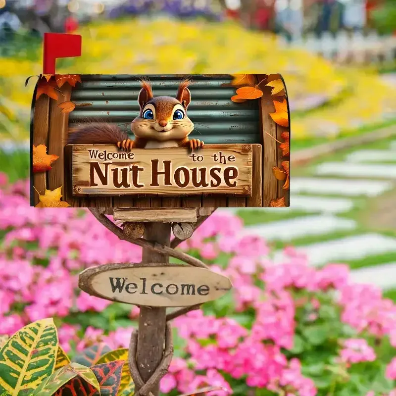 1pc Autumn squirrel mailbox cover with 