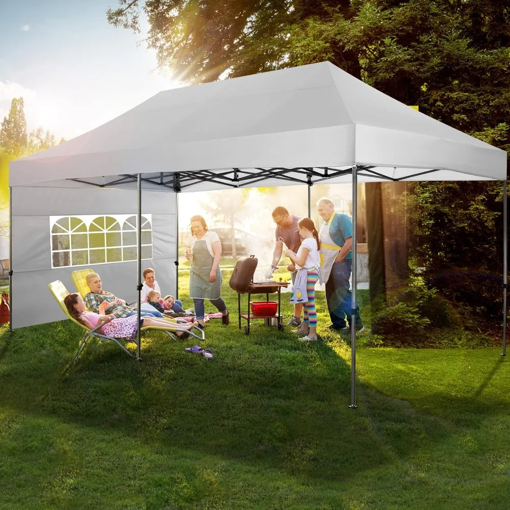 

10x20 Pop up Heavy Duty Canopy with 6 sidewalls Commercial Heavy Duty Tent UPF 50+ All Weather Waterproof Outdoor Weddin