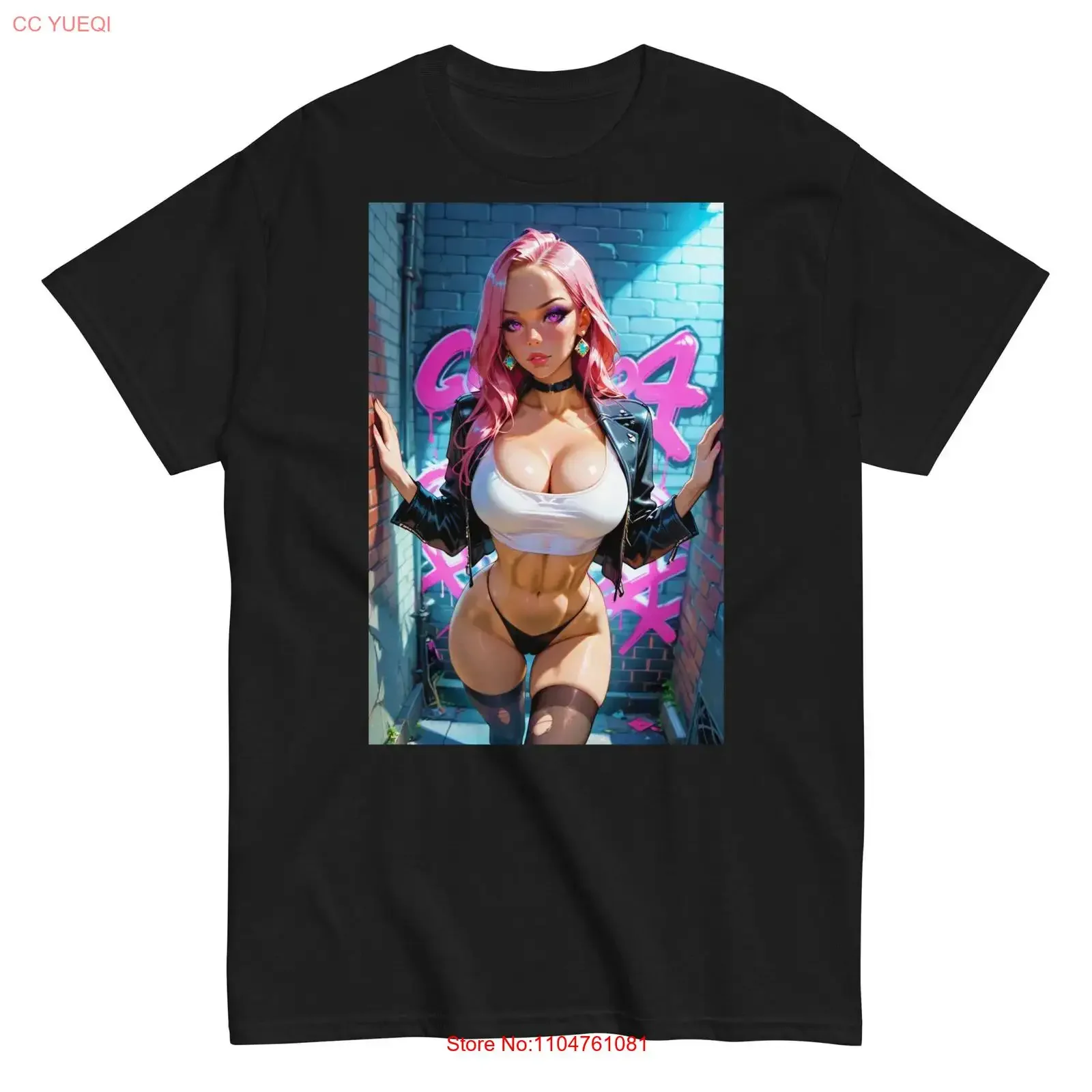 Camiseta vintage de chica anime hentai sexy, estilo manga waifu, con efecto lavado, ropa de calle ligeramente de diseñador, top para uso diario.