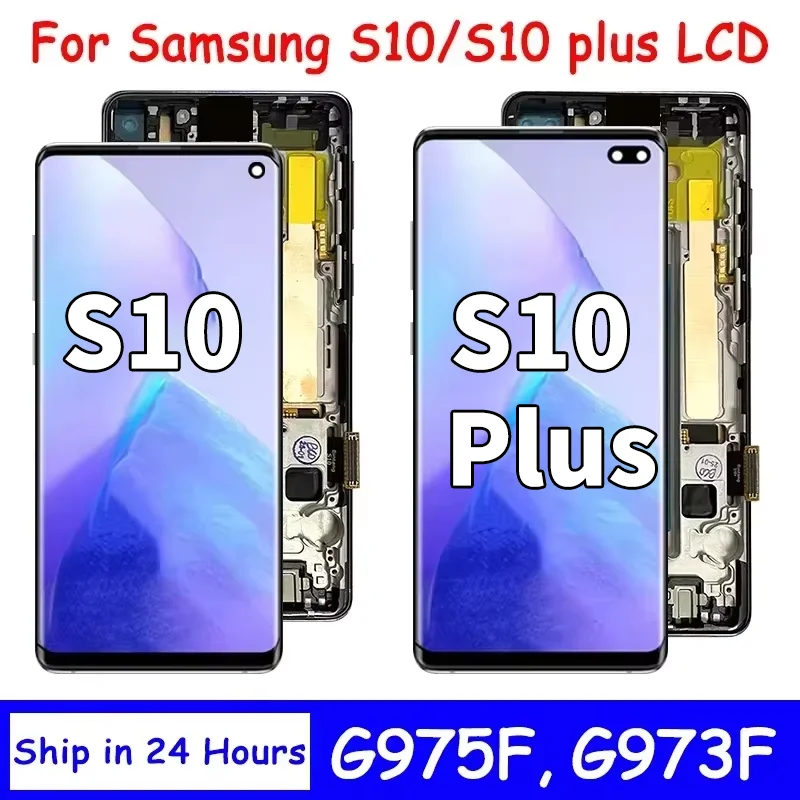 Дисплей TFT качества с рамкой для Samsung S10 Plus S10+ G975F, ЖК-экран с сенсорным управлением для Samsung S10 G973F, замена экрана