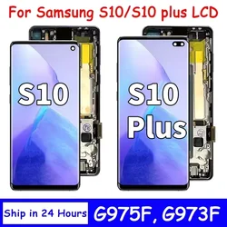 Tft qualität mit rahmen für samsung s10 plus s10 g975f lcd display digitaler touchscreen für samsung s10 g973f bildschirm ersatz