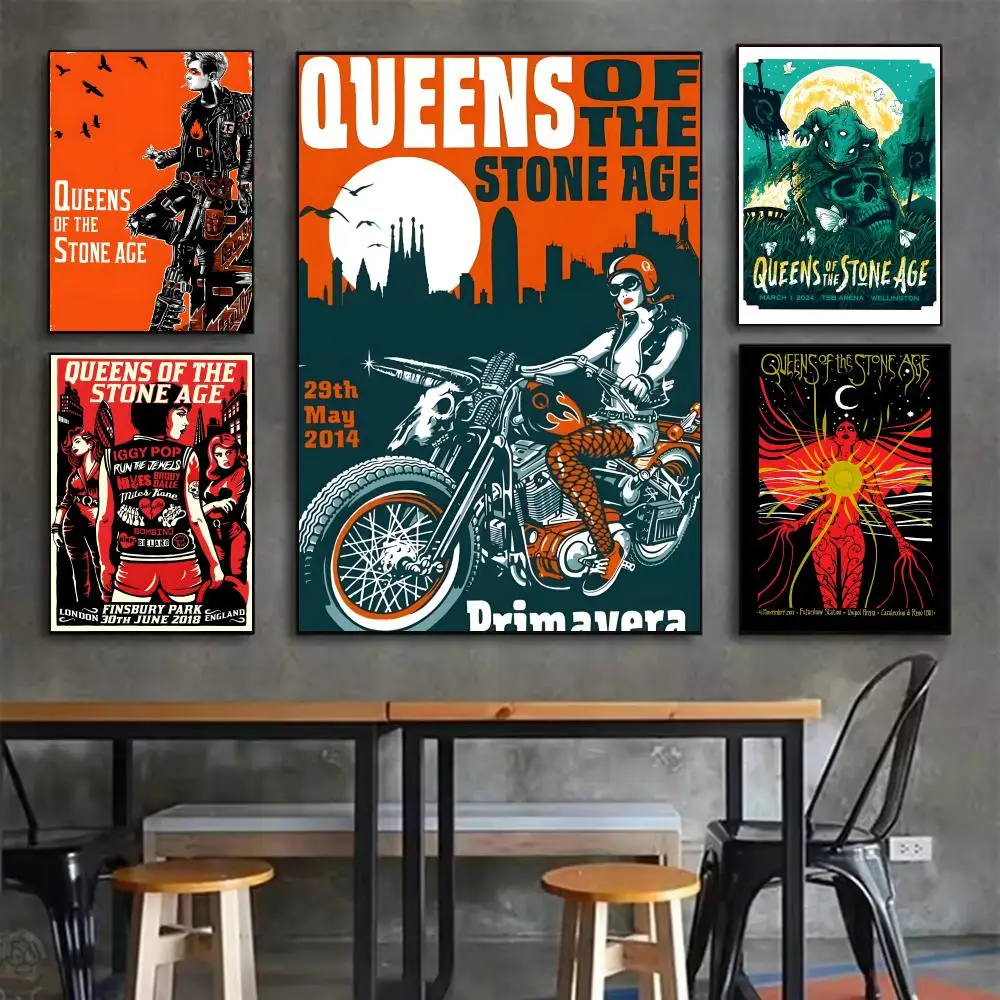1pc FIGHTERS Q_qUEENS OF THE STONE AGE Poster Self-adhesive Waterproof Sticker Dormitory Restaurant Wall Decor