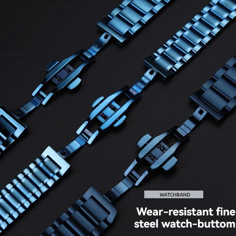 18mm 20mm 21mm 22mm New Blue Stainless Steel Watchband Strap Metal Bracelet Strap Men Women Fashion for major brands of watches