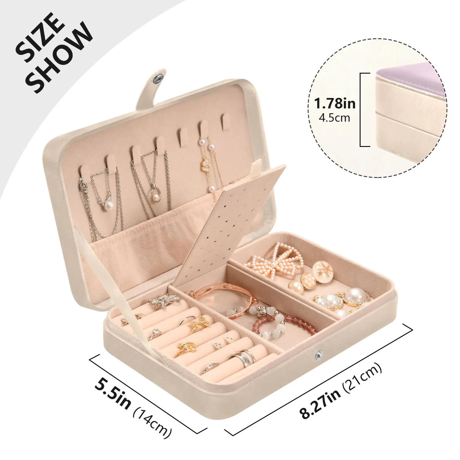 Custom design Portable Jewelry Box Jewelry Organizer Display Travel Jewelry Case Storage Boxes Button Leather Storage Packaging