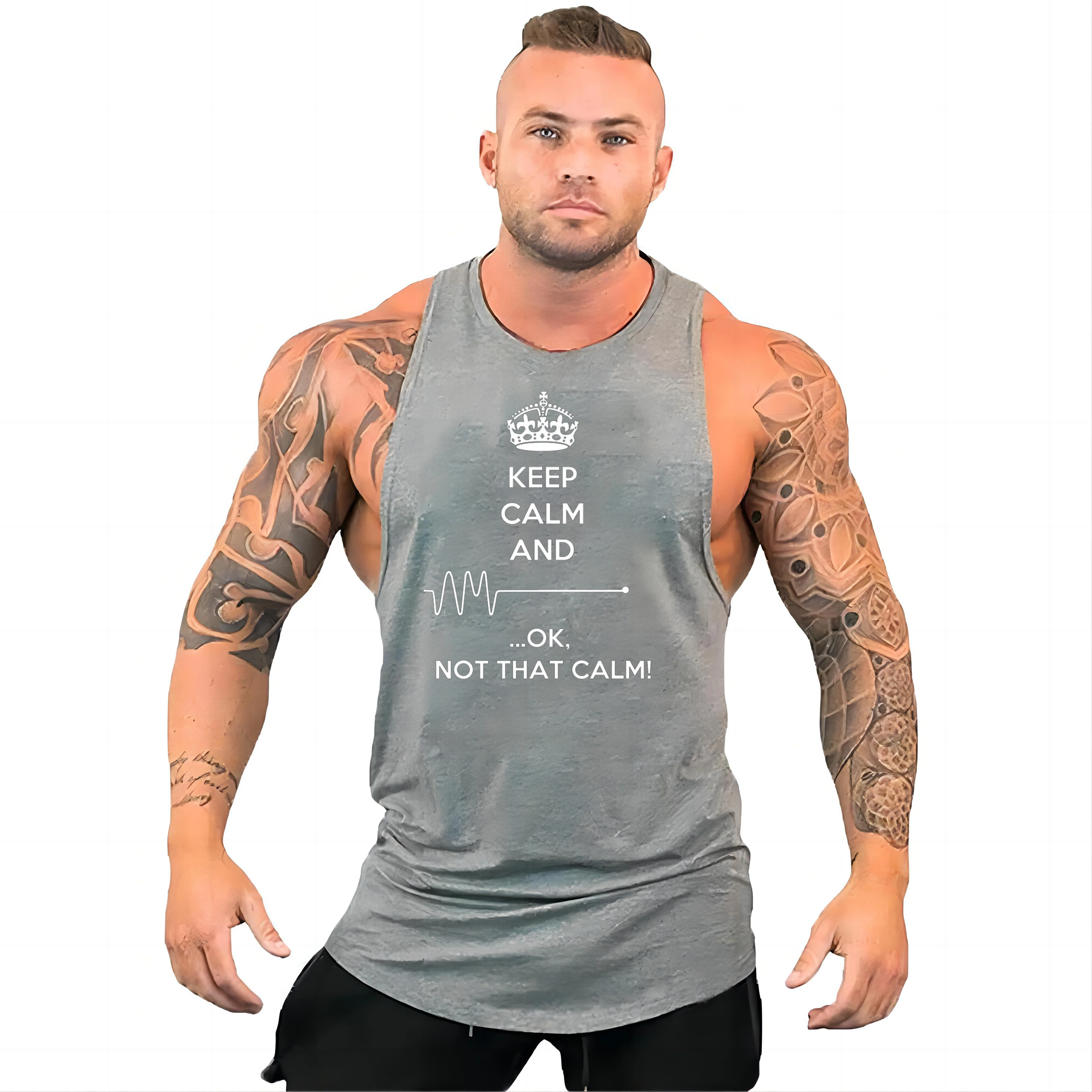 2d Creative Printed Outdoor T-Shirt Sports Style Casual Breathable Round Neck Four Seasons Gym Adult Men'S Clothing Tank Tops