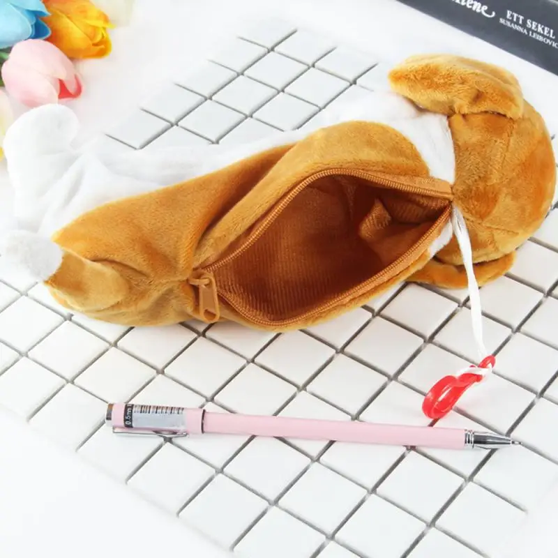 Imagem -04 - Cartoon Plush Dog Pencil Bolsa para Crianças Animal Pen Bolsa Creative Pencils Pouch Bolsa de Papelaria Material Escolar