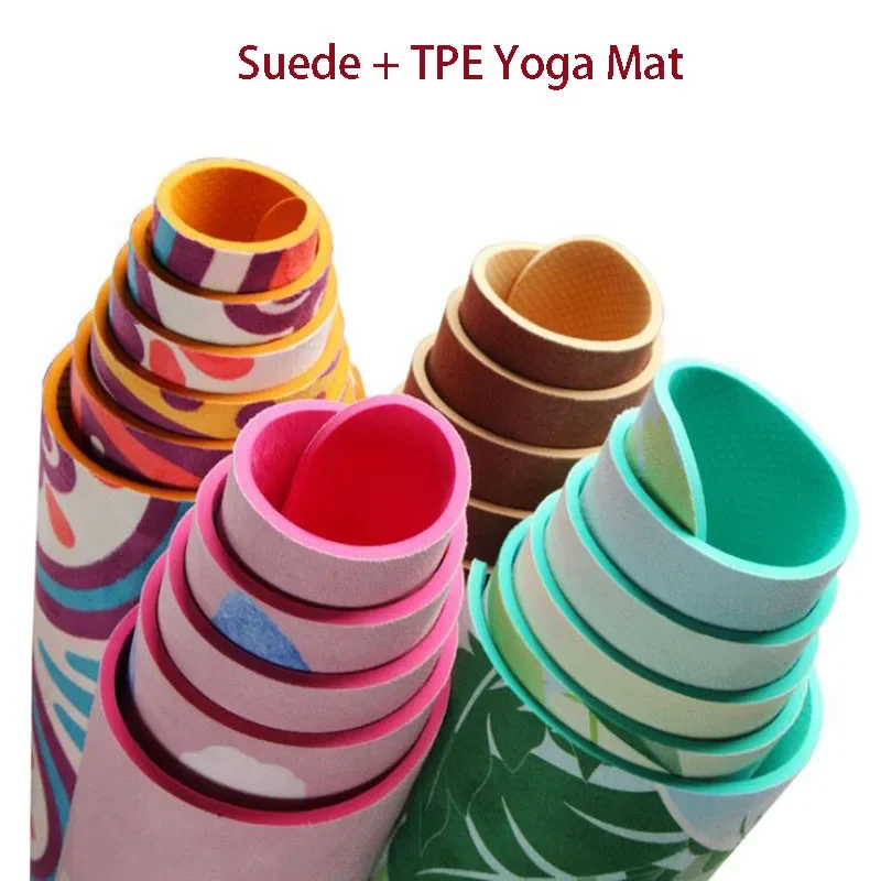 Lotus Pattern Suede TPE Yoga Mat Pad Non-slip Slimming Exercise Fitness Gymnastics Mat Fitness Esterilla Pilates Home Gym 6 MM