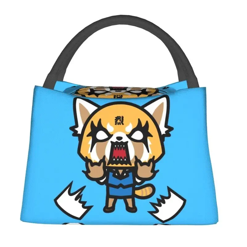 Aggretsuko Aggressive Retsuko Insulated Lunch Bags for Women Portable Japan Anime Cooler Thermal Lunch Tote Beach Camping Travel