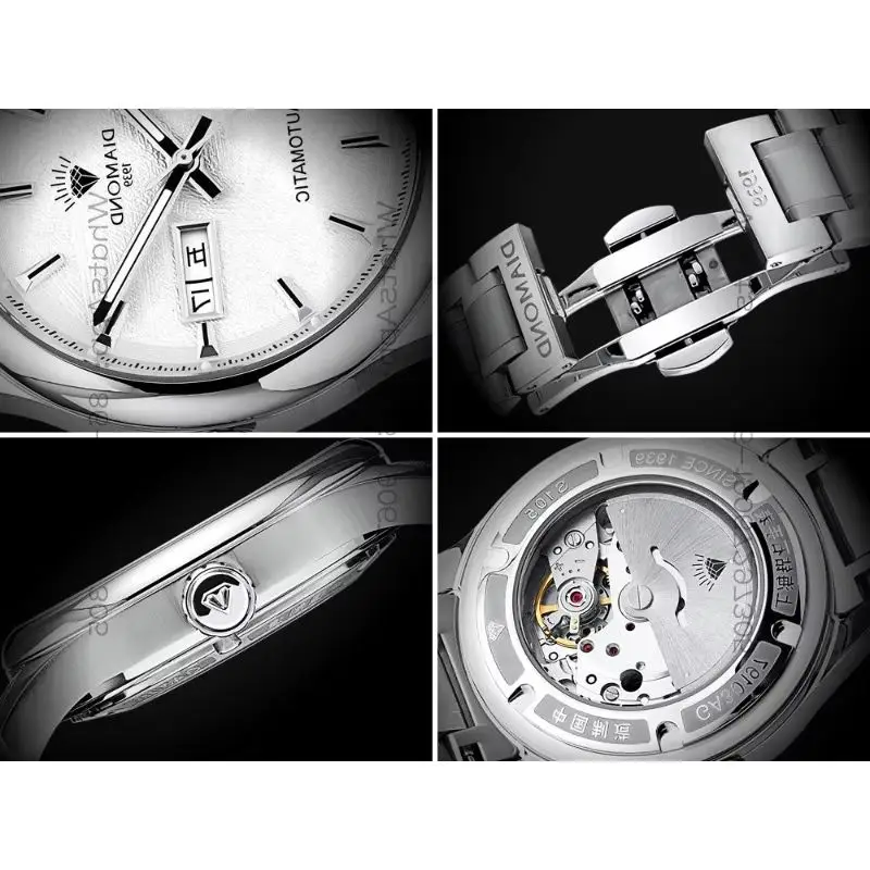 Time Island Watch Shanghai Automatic Men's Mechanical Watch Waterproof Dual Calendar Business Transparent Case Guard Men's Watch