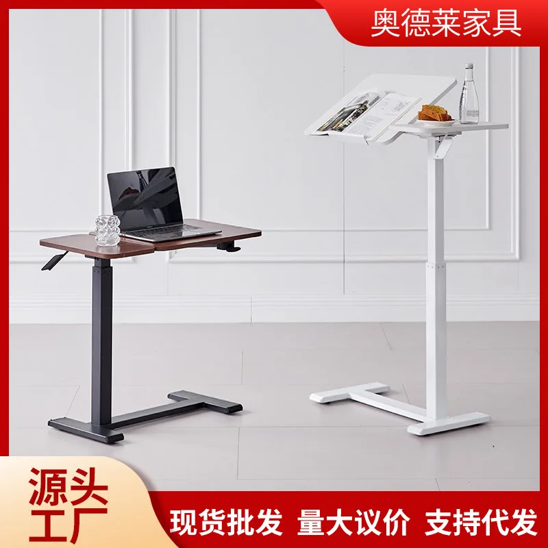 Pneumatic Lift Desk Gas Spring Laptop Table for Bed & Couch, Height Adjustable Tiltable Desk for Small Space, Mobile Workstation