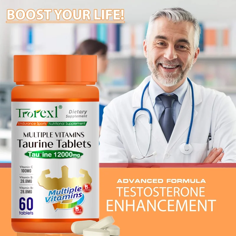 أقراص التورين متعددة الفيتامينات من تريكس، مكملات القوة البدنية، تعزيز الطاقة، مضاد للتعب