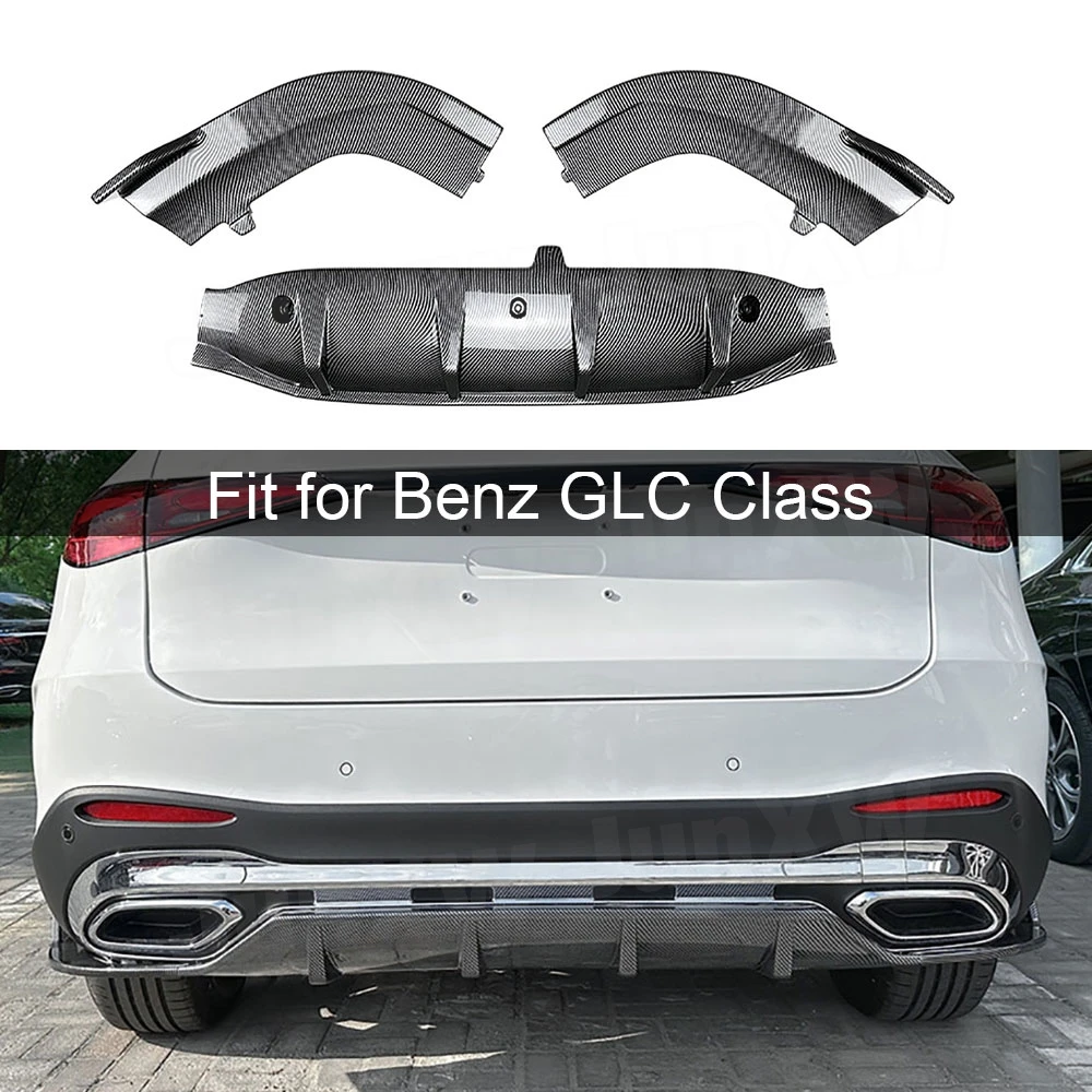 

ABS Car Rear Bumper Diffuser Spoiler Three-section Body Kits for Benz GLC Class X254 GLC260 300 2023+ Rear Bumper Extension