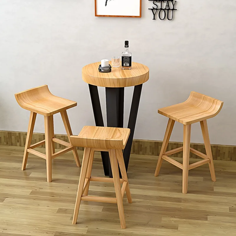 Modern simple log bar stool, creative bar counter, creative high stool, coffee shop solid wood