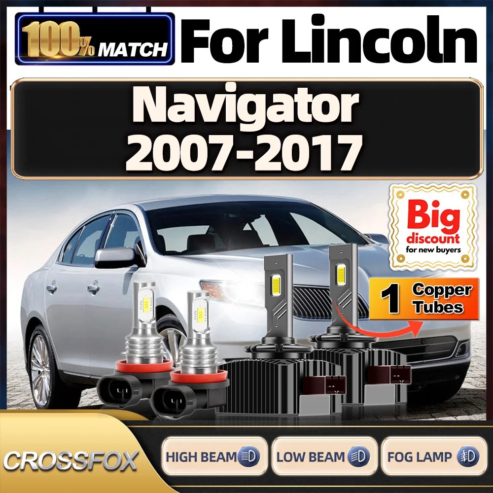 

CROSSFOX【For Lincoln Navigator 2007-2017】Canbus Upgrade Car LED Xenon HID Headlight Bulbs High Quality LED Fog Lamp Ampoules
