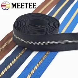 1/2Yards 5# Metal Zipper Gold Teeth Continuous Zip Tape Bag Clothes Jacket Sewing Zippers By The Yard Repair Kit DIY Accessories