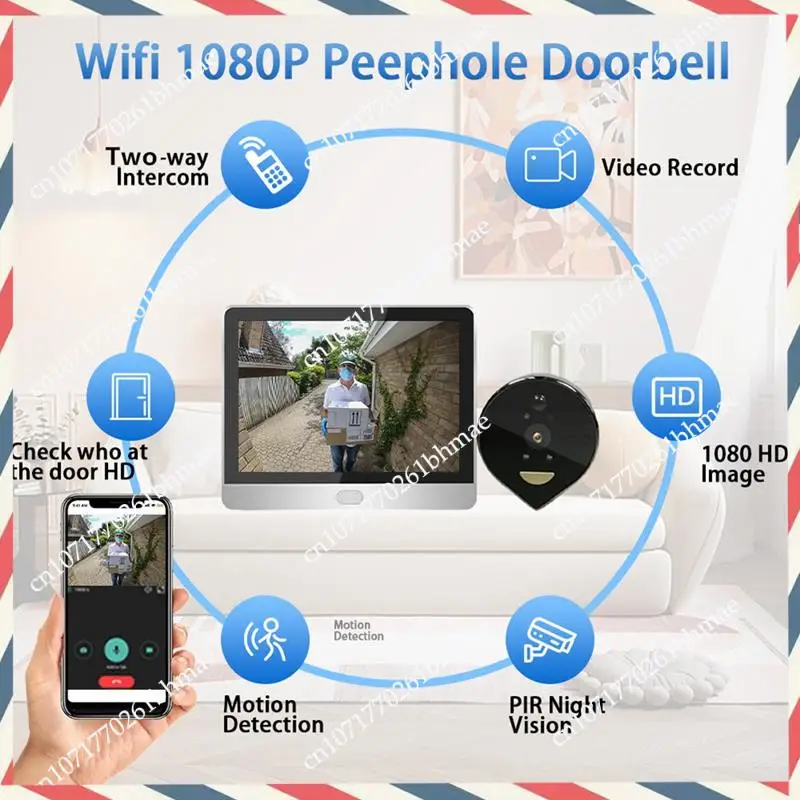 -A21Z جرس الباب الرقمي للرؤية الليلية عين القطة - مراقبة Tuya Wifi الذكية لمنزلك