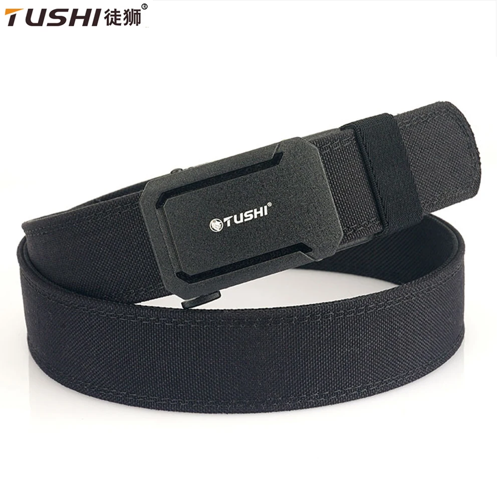 TUSHI Military Belt For Men Sturdy Nylon Metal Automatic Buckle Police Duty Tactical Belt EDC Outdoor Girdle IPSC Accessories