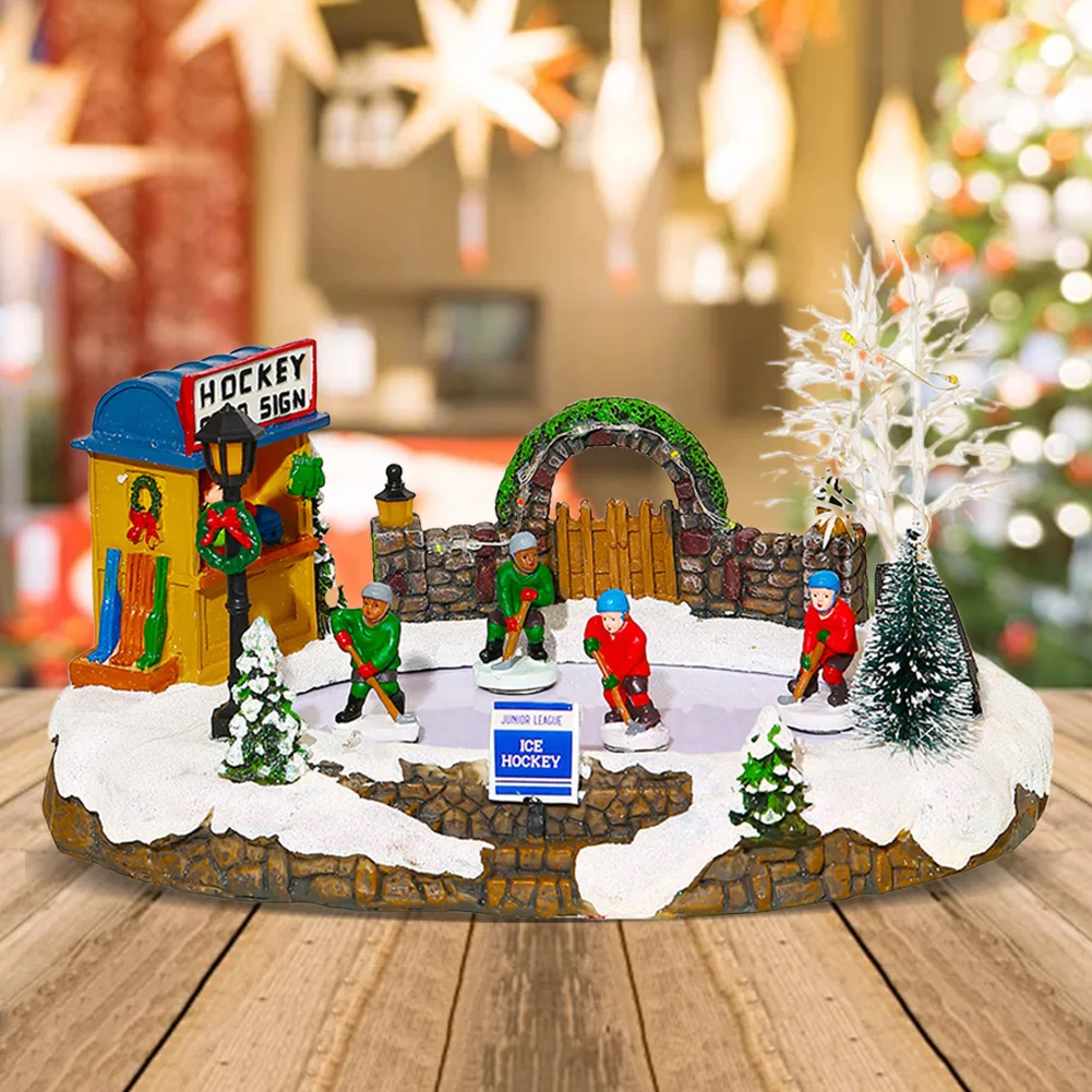 Christmas Lighted House with Music and Skating Kids Christmas Village House Tabletop Decoration Christmas Gift Home Decoration