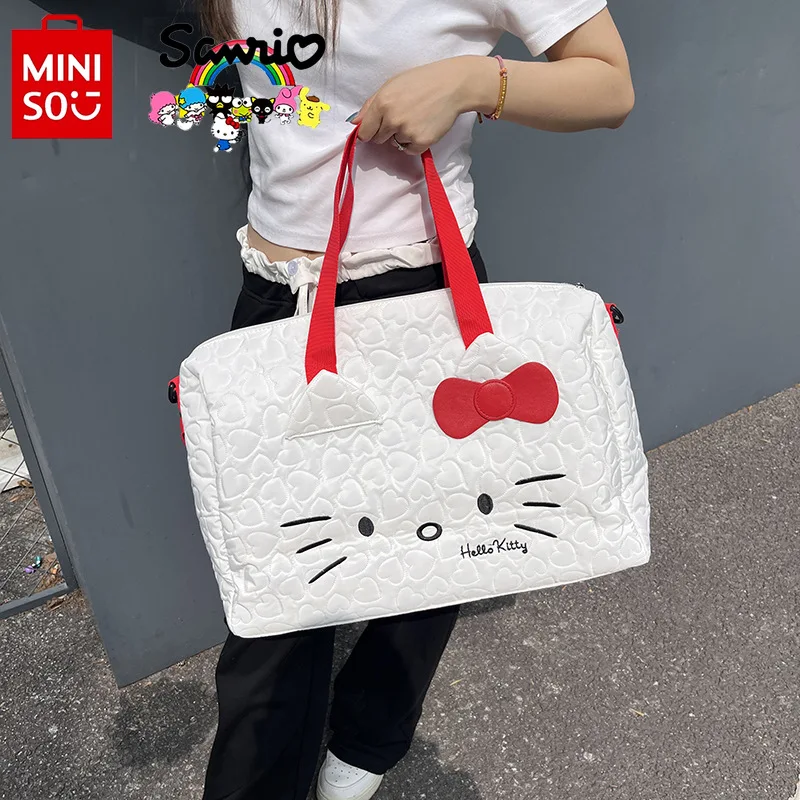 Hello Kitty, новинка 2025, дорожная сумка для посадки, модная высококачественная сумка для ручной клади, женская сумка через плечо большой вместимости с героями мультфильмов