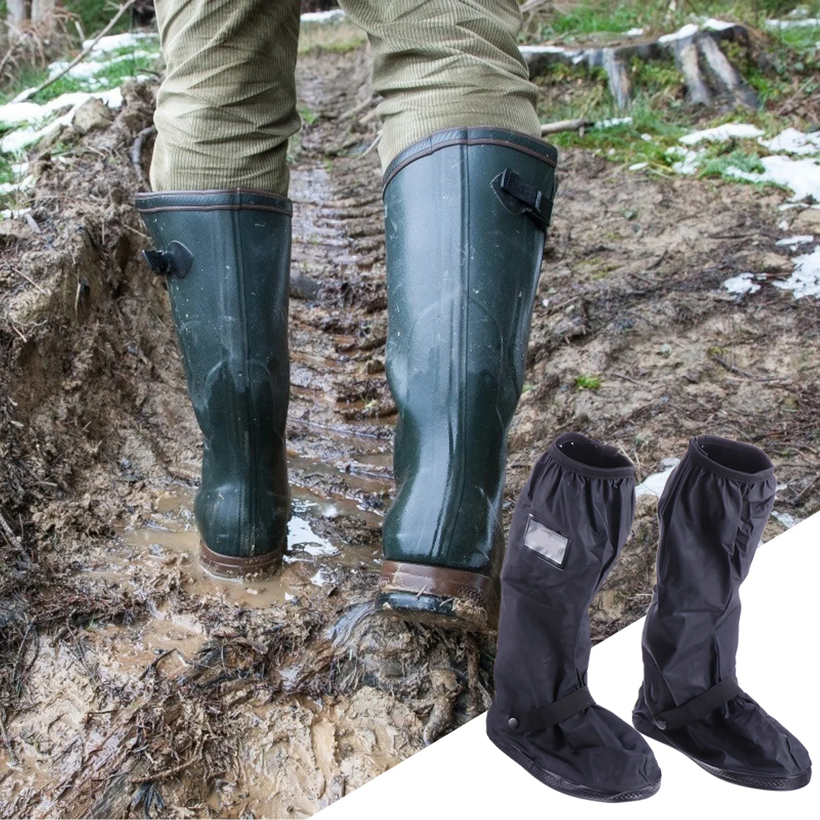 

1Pair Thickened Waterproof PVC Shoe Covers Protective Overshoes Anti-Slip Riding Cycling Fishing Outdoor Cycling Shoe Covers