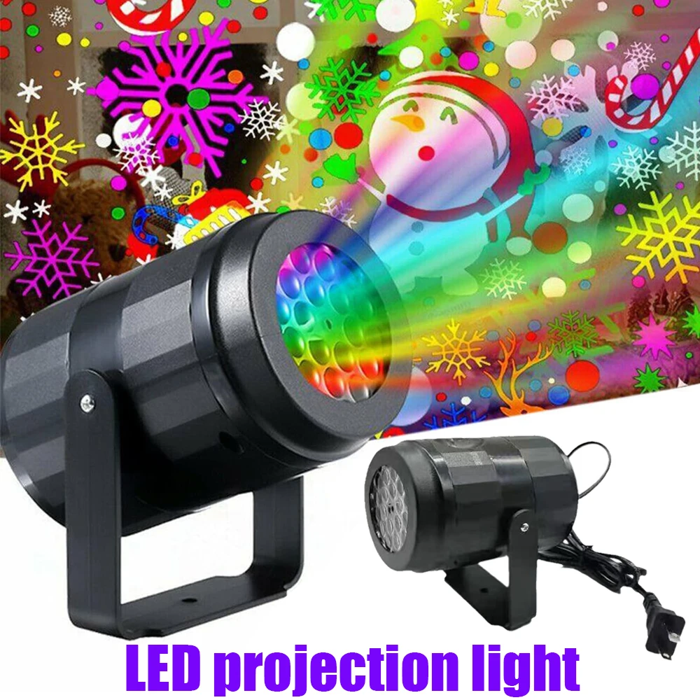 

Рождественский проектор со снежинками, светодиодный динамический белый вращающийся сценический светильник для уличной вечеринки, спальни, потолочный светильник для украшения стены