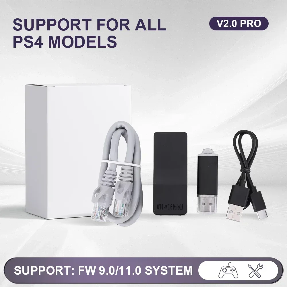 For PS4 FW 9.0/11.0 One-Key JB Tool Mod Set USB Dongle JB USB Adapter with Ethernet Type-C Cable Kit for PS4 FW 9.0/11.0 System
