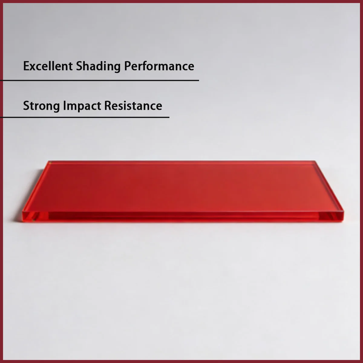 Red opaque acrylic square board with a thickness of 2-5mm is used for advertising display racks, decorative partitions,etc