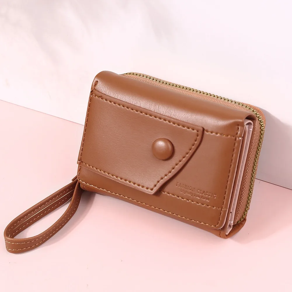 

PU Leather Triple Fold Wallet Waterproof Multiple Card Slots Simplified Purse Large Capacity Solid Color Women's Short Wallet