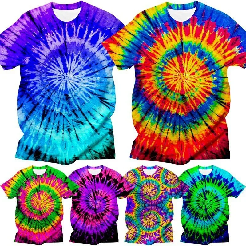 2024 Fashion Art Design Style Short Sleeve T-shirt Tiedye 3d Printing Funny Colorful Cool T-shirt