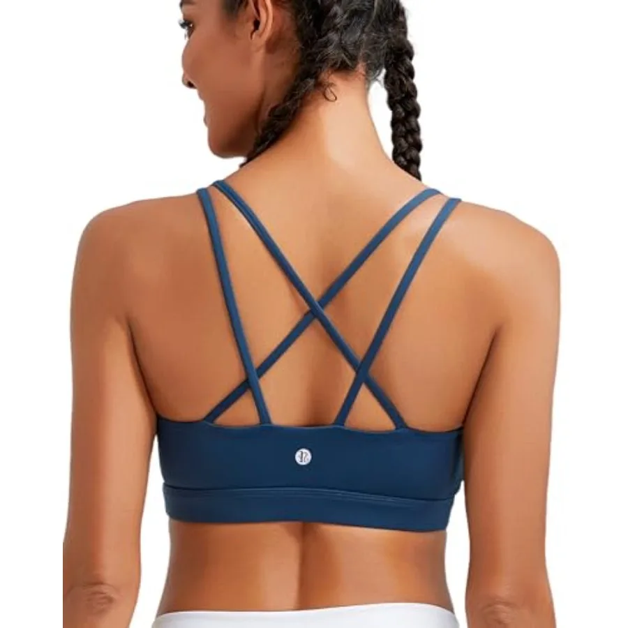 

RUNNING GIRL High Impact Sports Bras for Women - Scoop Neck Strappy Sports Bra High Support Moulded Cup Workout Bra