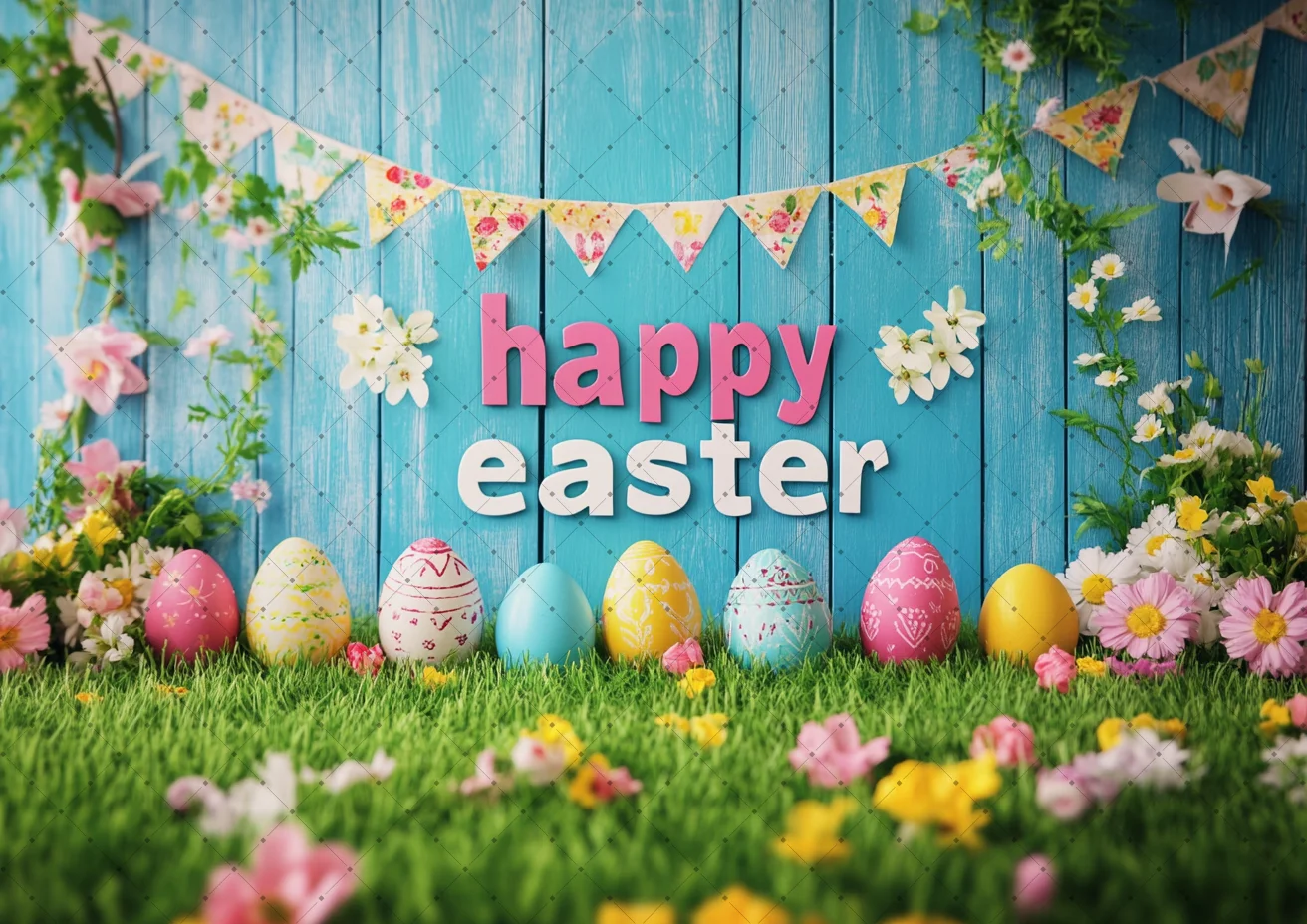 لوح عيد الفصح على شكل بيضة، خلفية زهرية، لافتة عيد الفصح السعيدة، لوازم الحفلات، دعائم التصوير الفوتوغرافي، زينة عيد الفصح، تجمع العائلة